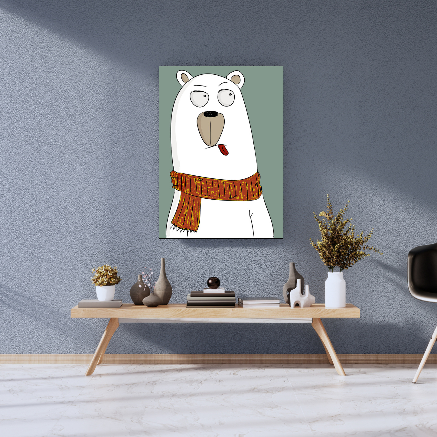 The Winter Wobble: Silly Scarf Bear - Premium Metal Poster