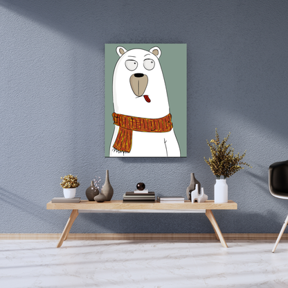 The Winter Wobble: Silly Scarf Bear - Premium Metal Poster
