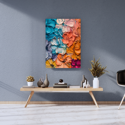 Petal Sculpt: Textured Palette Knife Floral Art - Premium Metal Poster