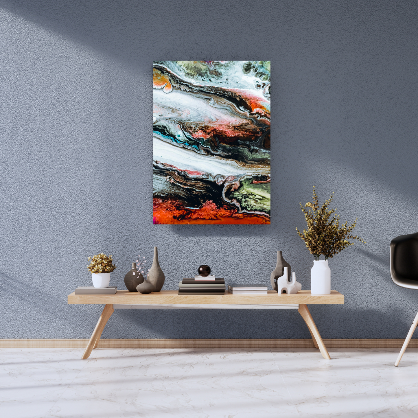 Crimson Glaze: Luxury Marble Abstract Metal Poster