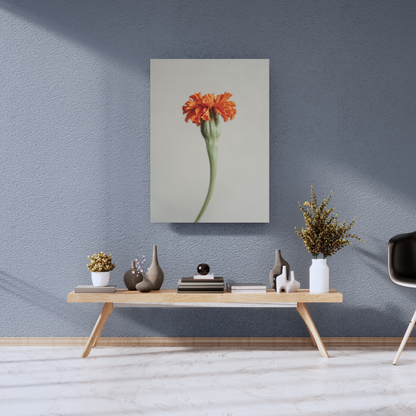 The Solitary Bloom: Marigold Muse - Premium Metal Poster