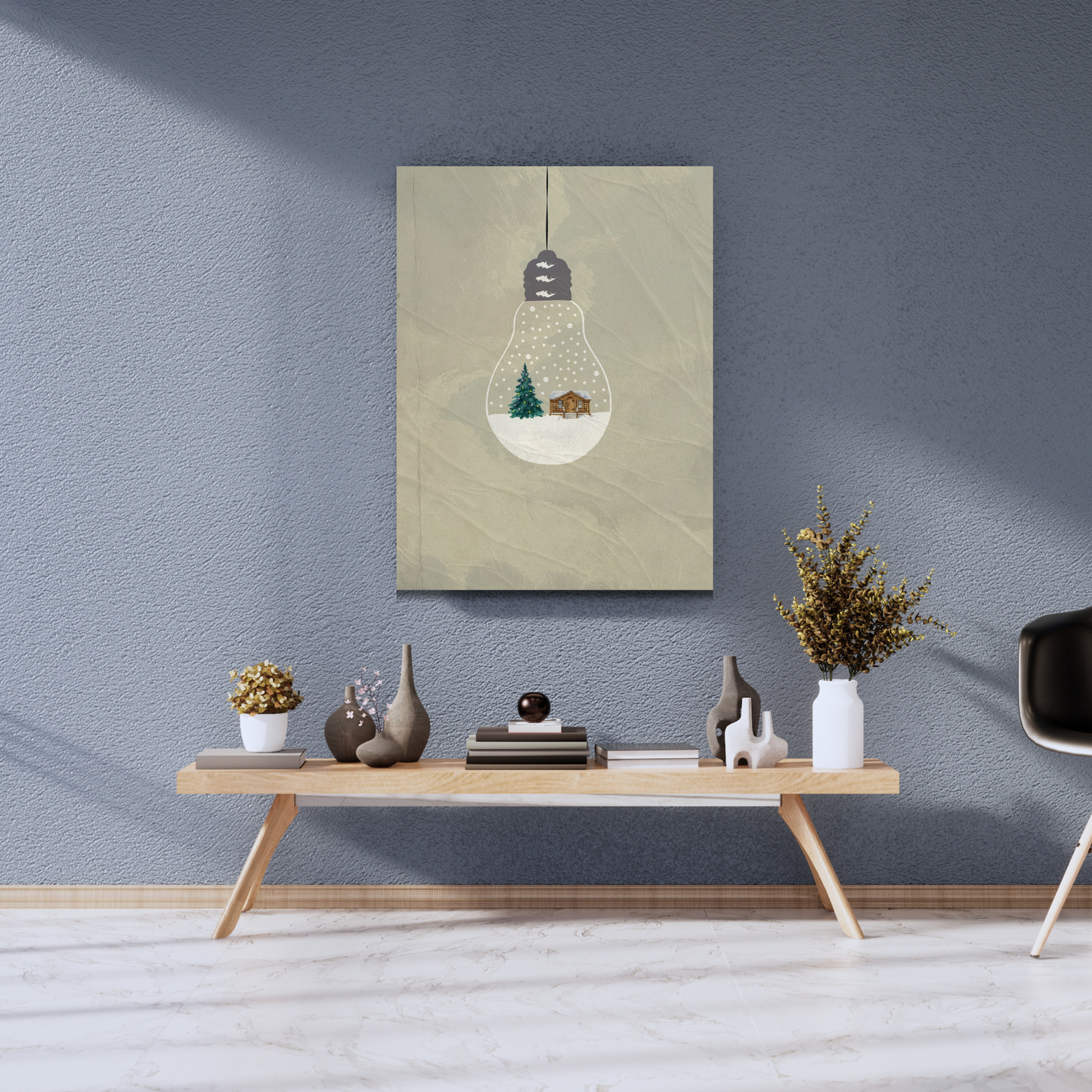A Winter Wonderland Within a Bulb - Premium Metal Poster