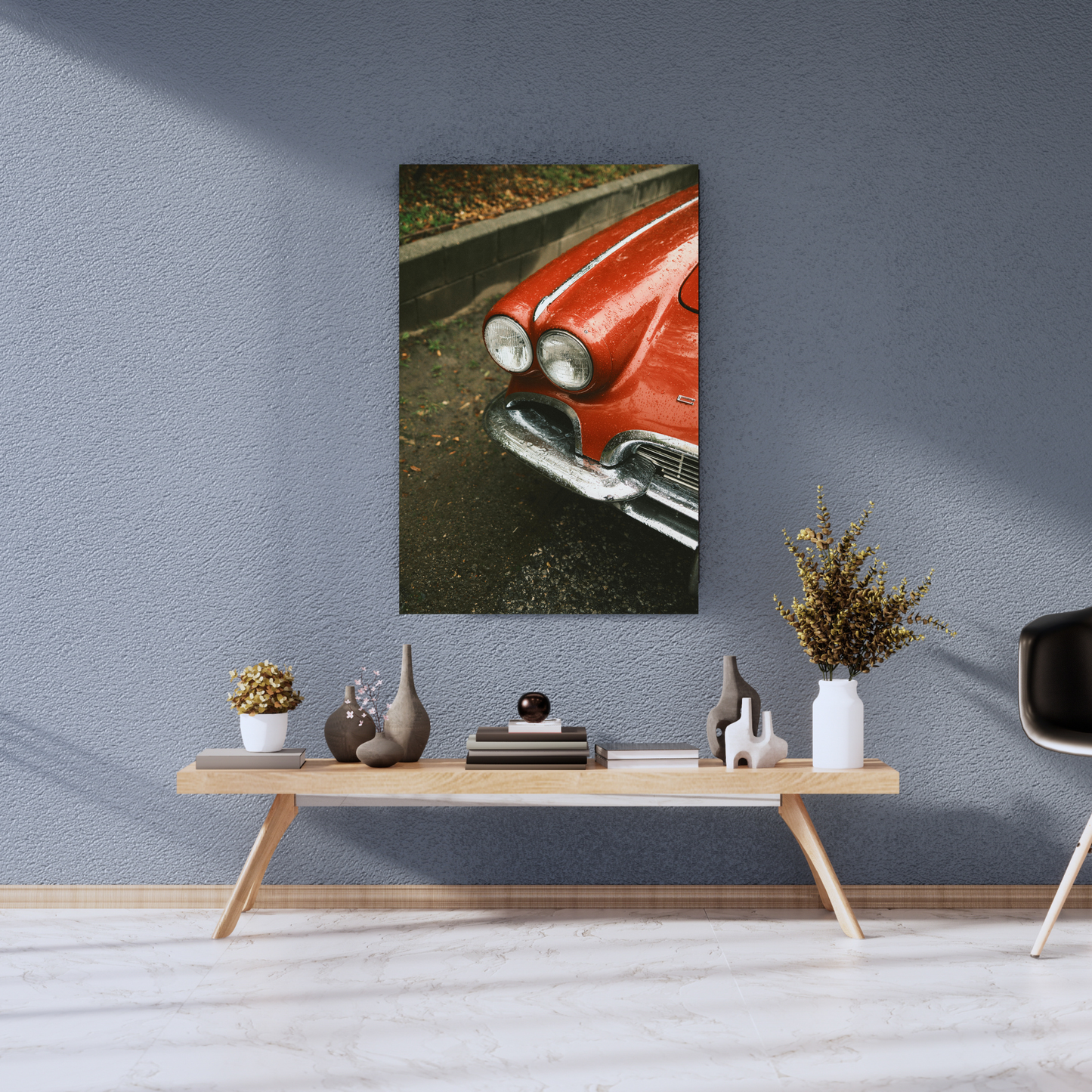 Classic Crimson Car - Premium Metal Poster