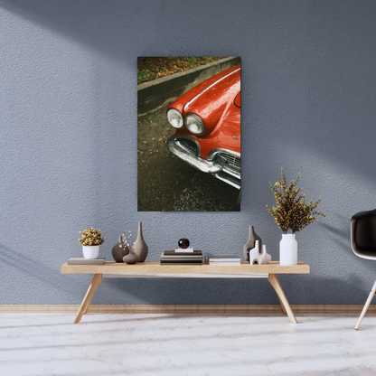 Classic Crimson Car - Premium Metal Poster