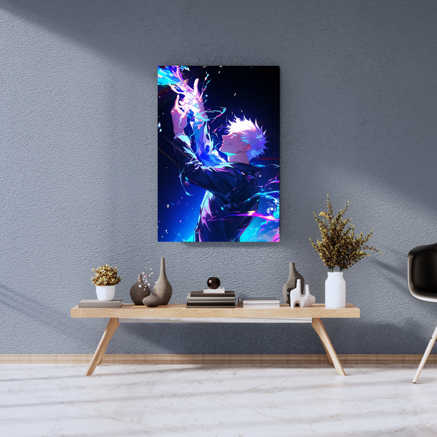 Satoru Gojo: Infinite Azure Radiance - Premium Metal Poster