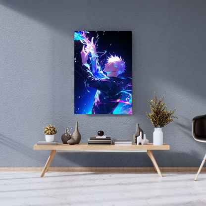 Satoru Gojo: Infinite Azure Radiance - Premium Metal Poster