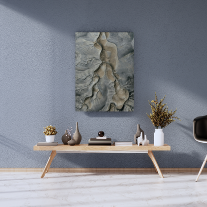 "Arid Ridges: Textured Slate Earth - Premium Metal Poster