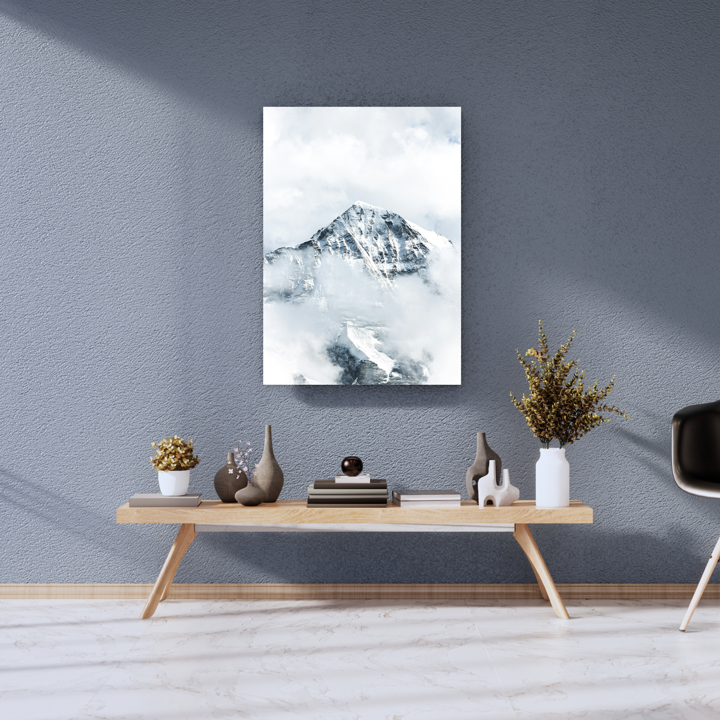 "Summit Serenity: Snow-Capped Peak - Premium Metal Poster