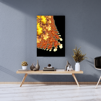 Golden Glitch: Fractal Amber & Obsidian Flow - Premium Metal Poster