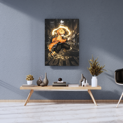 Thunder Spirit: Zenitsu Agatsuma Anime - Premium Metal Poster