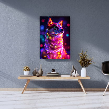 The Galactic Guardian: Stardust Shiba - Premium Metal Poster