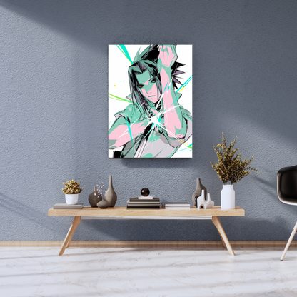 Uchiha’s Retribution: Sasuke Neon Glitch - Premium Metal Poster