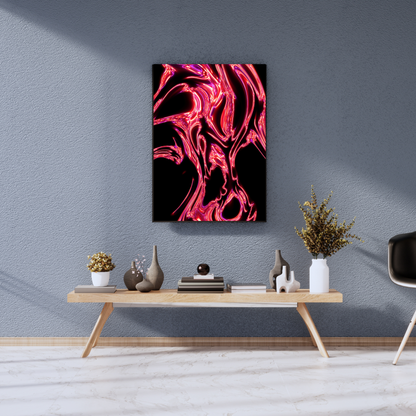 The Radiant Flow of Ruby Electric - Premium Metal Poster