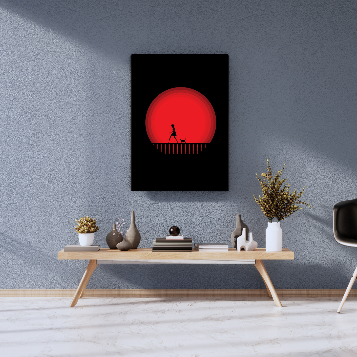 The Crimson Journey Under a Blood Moon - Premium Metal Poster