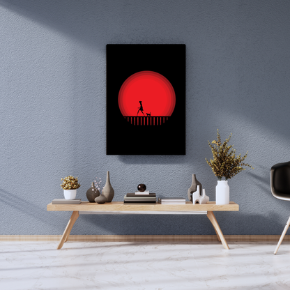 The Crimson Journey Under a Blood Moon - Premium Metal Poster