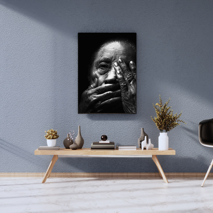 The Silent Wisdom of Weathered Souls: - Premium Metal Poster