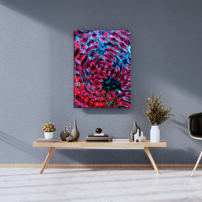 Electric Crimson Resonance: - Premium Metal Poster