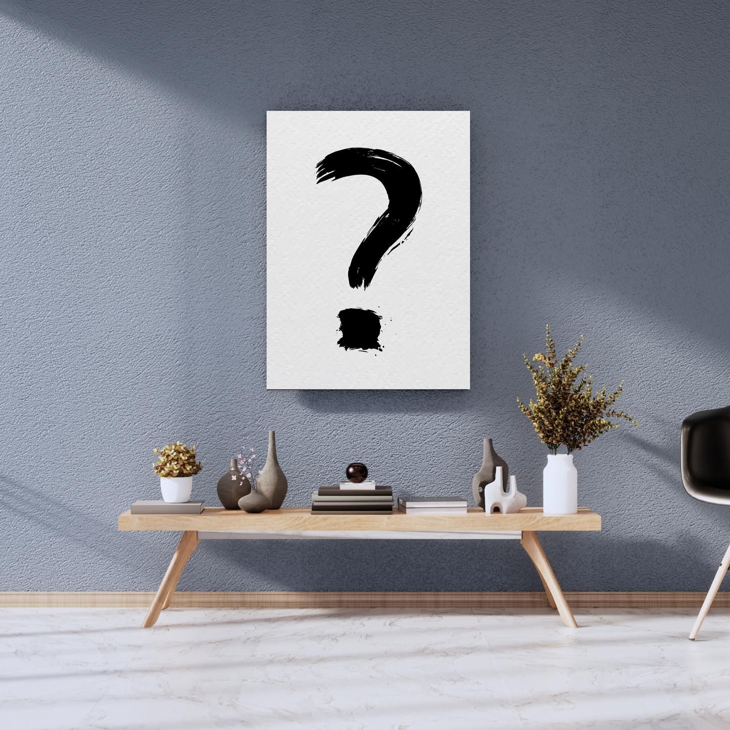 "Enigma Ink: Bold Minimalist Question Mark" - Premium Metal Poster