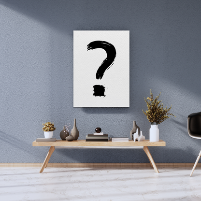 "Enigma Ink: Bold Minimalist Question Mark" - Premium Metal Poster