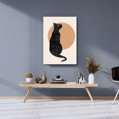The Midnight Silhouette: Lunar Feline - Premium Metal Poster