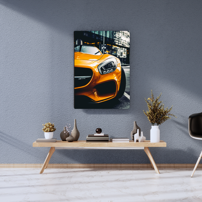 The Golden Velocity: Aero GT - Premium Metal Poster