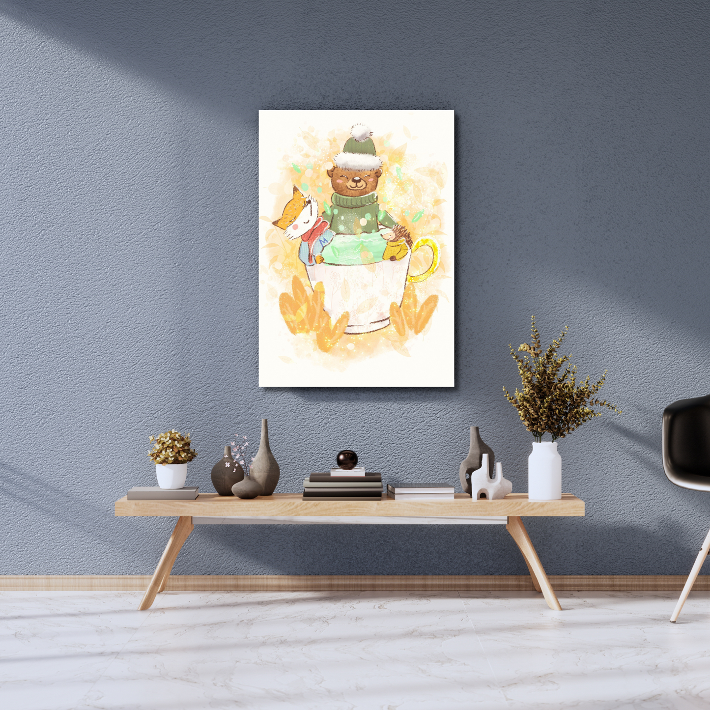 A Cozy Cup of Winter Friendships - Premium Metal Poster