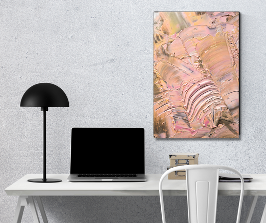 "Pastel Flow: Soft Peach Impasto Abstract Metal Poster" - Premium Metal Poster