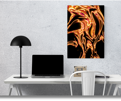 The Fluid Dance of Molten Gold - Premium Metal Poster