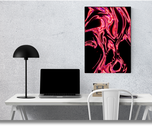 The Radiant Flow of Ruby Electric - Premium Metal Poster