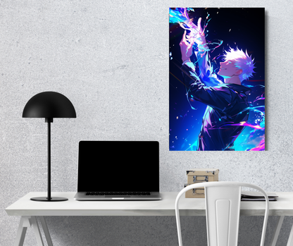 Satoru Gojo: Infinite Azure Radiance - Premium Metal Poster