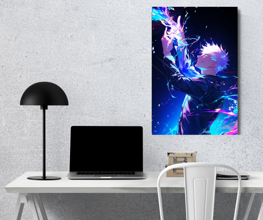 Satoru Gojo: Infinite Azure Radiance - Premium Metal Poster