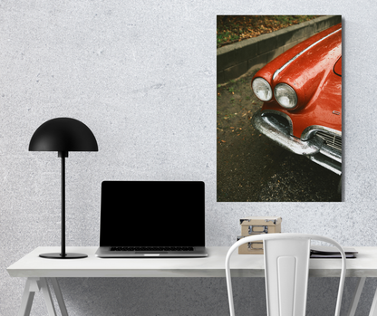 Classic Crimson Car - Premium Metal Poster