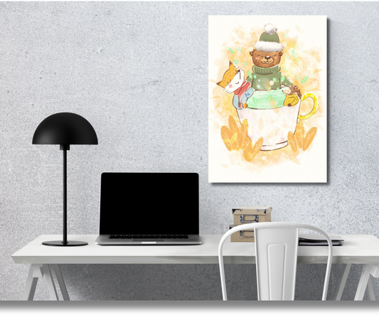 A Cozy Cup of Winter Friendships - Premium Metal Poster