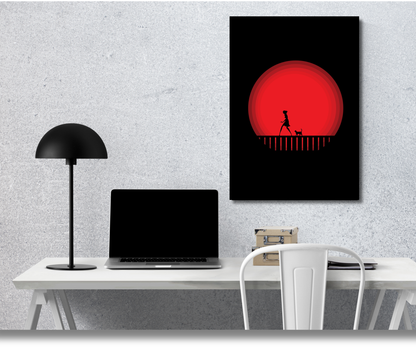 The Crimson Journey Under a Blood Moon - Premium Metal Poster