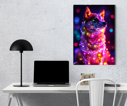 The Galactic Guardian: Stardust Shiba - Premium Metal Poster