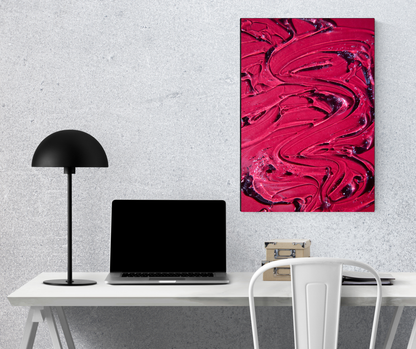 "Velvet Vortex: Deep Ruby Abstract - Premium Metal Poster