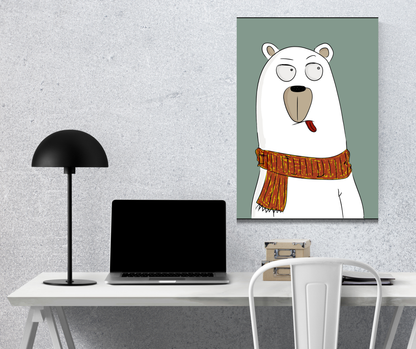 The Winter Wobble: Silly Scarf Bear - Premium Metal Poster