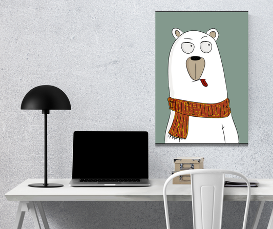 The Winter Wobble: Silly Scarf Bear - Premium Metal Poster