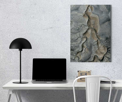 "Arid Ridges: Textured Slate Earth - Premium Metal Poster