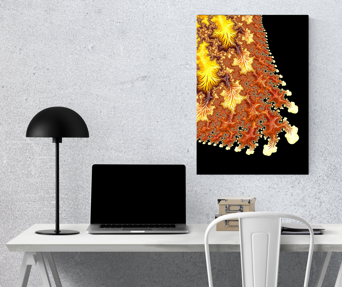 Golden Glitch: Fractal Amber & Obsidian Flow - Premium Metal Poster