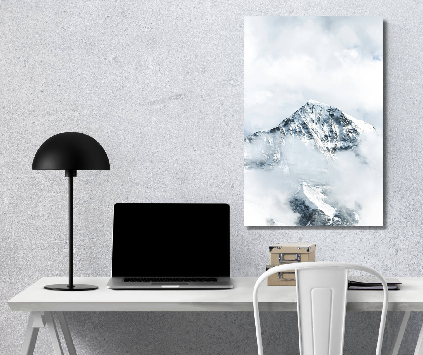 "Summit Serenity: Snow-Capped Peak - Premium Metal Poster
