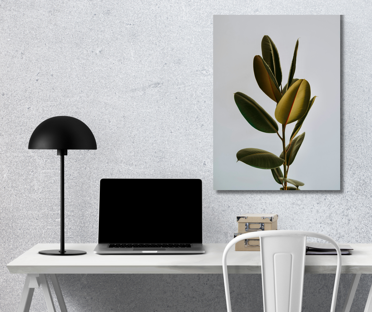 Verdant Minimalist: The Rubber Fig Study - Premium Metal Poster