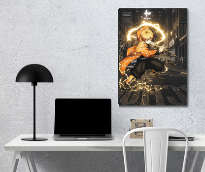 Thunder Spirit: Zenitsu Agatsuma Anime - Premium Metal Poster
