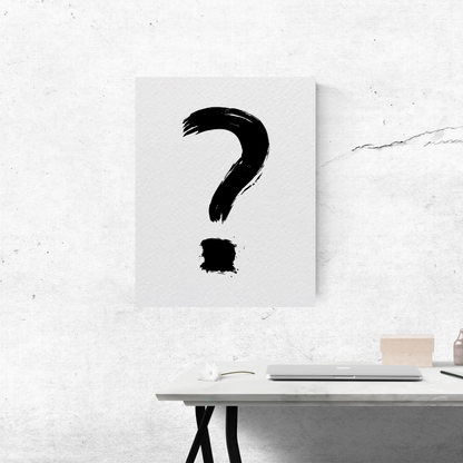 "Enigma Ink: Bold Minimalist Question Mark" - Premium Metal Poster
