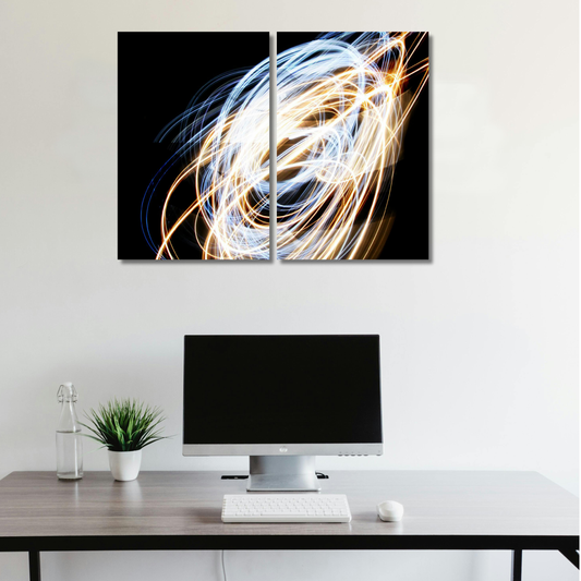 Golden Kinetic: Abstract Long Exposure Light-Stream - Premium Metal Poster