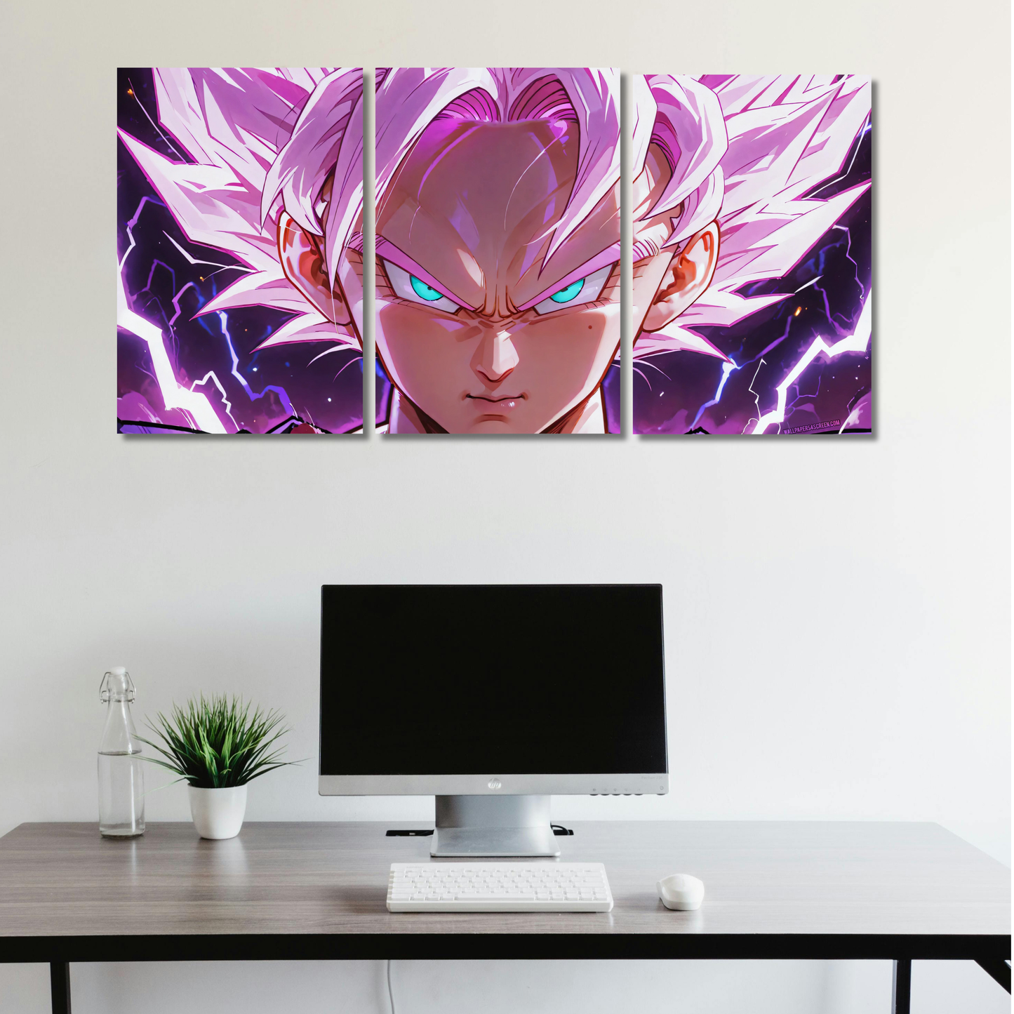 Goku: Divine Wrath: Super Saiyan Rose Triptych - Premium Metal Poster