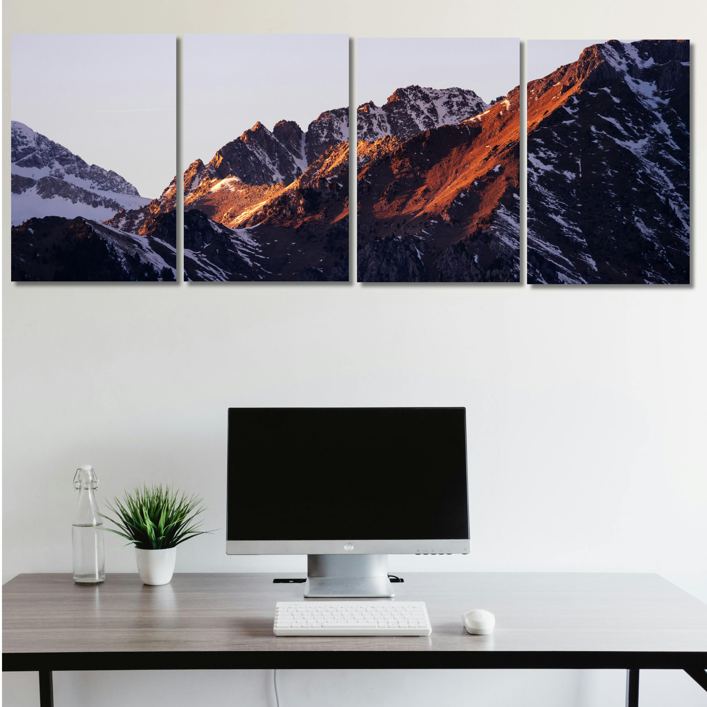 Golden Peak: Alpine Glow: - Premium Metal Poster