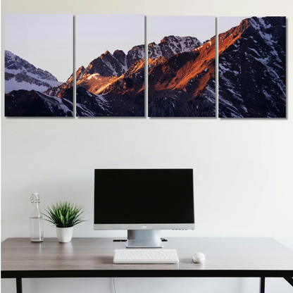 Golden Peak: Alpine Glow: - Premium Metal Poster
