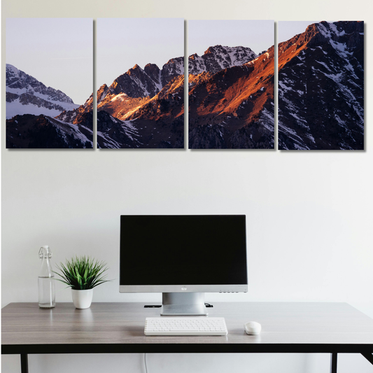 Golden Peak: Alpine Glow: - Premium Metal Poster