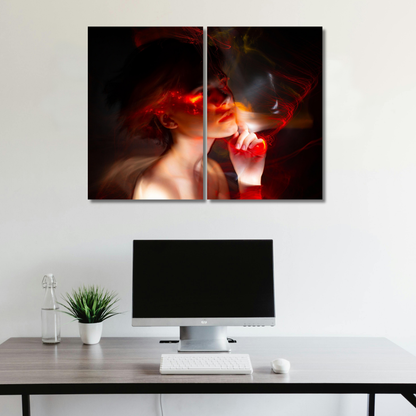 Burning Vision: Fiery Abstract - Premium Metal Poster